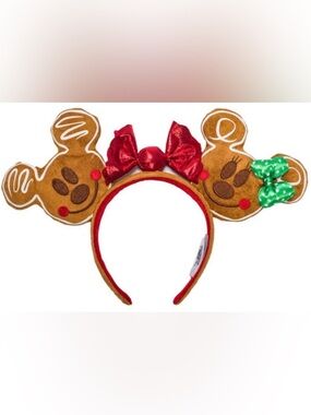 🎄 Disney Parks Gingerbread Mickey & Minnie Ears Headband – NWOT 🎄